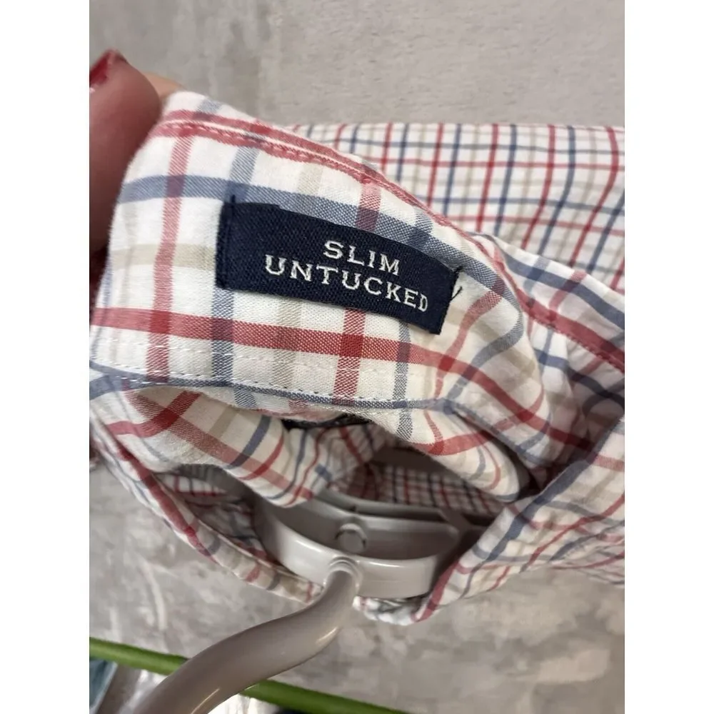 J.Crew Flex Washed Button-Down Plaid Shirt Casual Red Blue Checkered Pattern XL